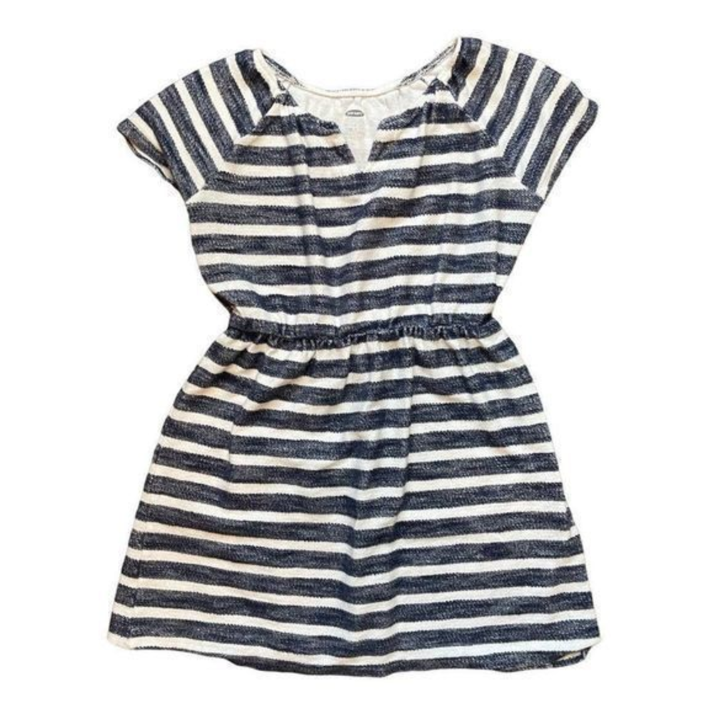 Old Navy 100% Cotton Blue and White Striped Short Sleeve Sundress Girl's Sz 6-7